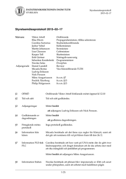Styrelsemötesprotokoll 2015–02–17