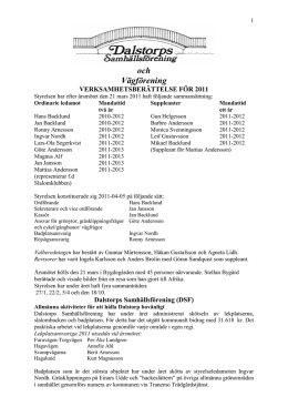 Verksamhetsberättelse 2011 - Dalstorps samhällsförening