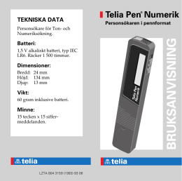 Telia Pen Numerik bruksanvisning 93-06