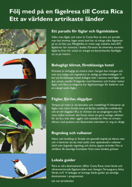 Följ med på en fågelresa till Costa Rica Ett av världens artrikaste