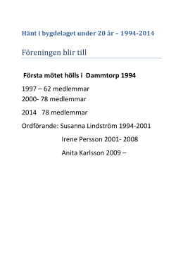 1994-2014 Norra Aspamarkens bygdelag historik