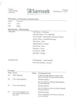 Protokoll Styrelsemöte Samsek 2015-02-27