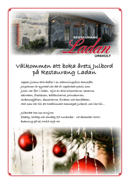 Välkommen att boka årets Julbord på Restaurang Ladan