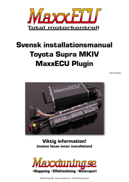 MaxxECU Plugin Manual Toyota Supra MKIV