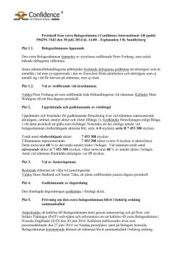 Protokoll från bolagsstämma 2014-07-30