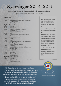 Nyårsläger 2014-2015 - Lutherska församlingen