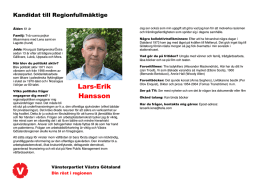 Lars-Erik Hansson - Vänsterpartiet Västra Götaland