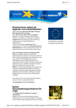 EU-kontor Skåne Nordosts Nyhetsbrev April 2014