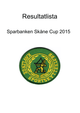 Resultatlista Sparbanken Skåne Cup 2015
