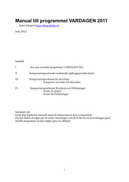 Manual till programmet VARDAGEN 2011