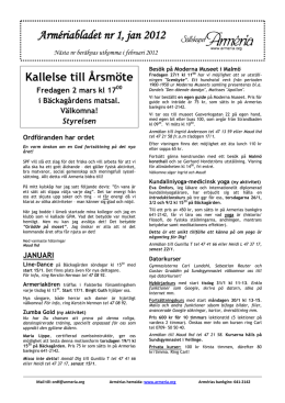 Armériabladet nr 1, jan 2012