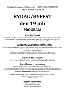 BYDAG/BYFEST den 19 juli - Västanvik och Karlsarvet