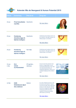Kalender Mia de Neergaard & Human Potential 2015