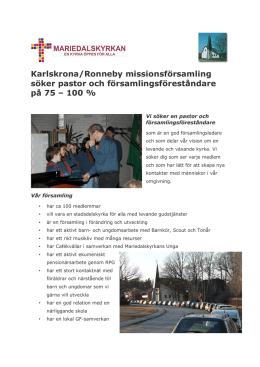 Karlskrona/Ronneby missionsförsamling söker