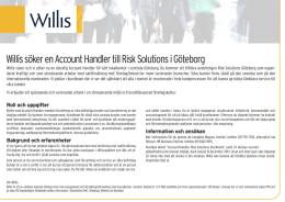 Willis söker en Account Handler till Risk Solutions i Göteborg
