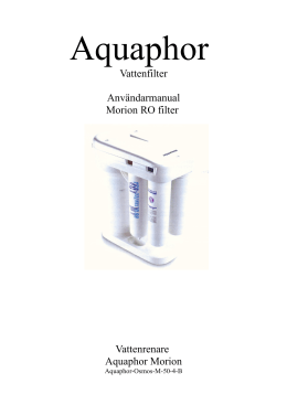 Vattenfilter Användarmanual Morion RO filter