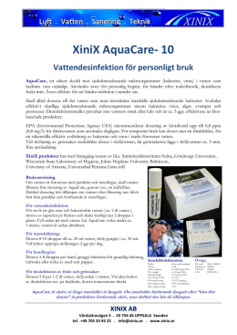XiniX AquaCare- 10 Vattendesinfektion för personligt bruk