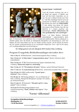Månadsprogram December 2014 - Evangeliska Brödraförsamlingen