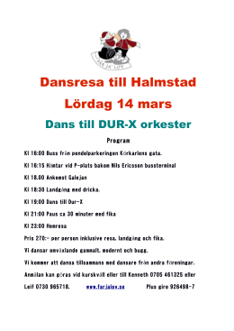 Dansresa med buss till Halmstad den 14 mars