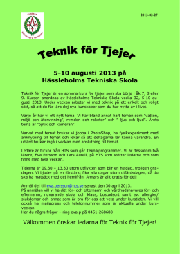 5-10 augusti 2013 på Hässleholms Tekniska Skola