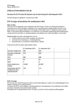 ICF Sveriges årsberättelse för medlemsåret 2011