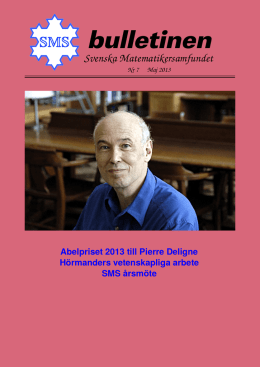 Maj 2013 - Svenska matematikersamfundet