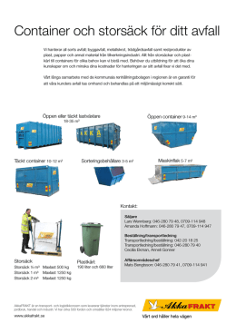 Produktblad Containersortiment för avfallstransporter