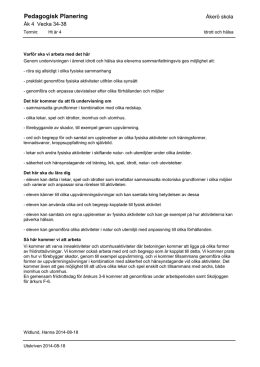 Pedagogisk Planering - Klass 4B &Aring;ker&ouml; skola