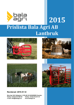 Prislista Bala Agri AB Lantbruk 2015