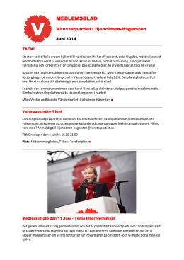 Medlemsblad juni 2014 - Vänsterpartiet Liljeholmen