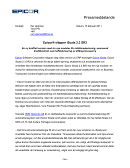 Epicor® släpper iScala 2.3 SR3