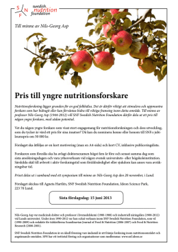 Utlysning (pdf) - SNF Swedish Nutrition Foundation