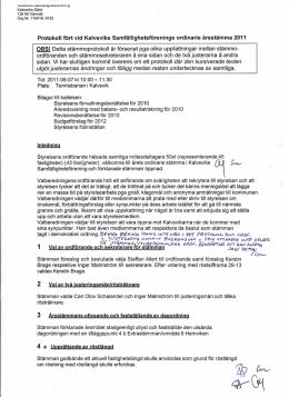 Protokoll fört vid Kalvsviks Samfällighetsförenings ordinarie