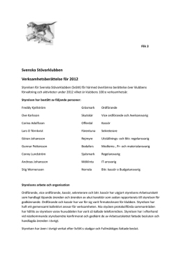 Svenska Stövarklubben Verksamhetsberättelse för 2012