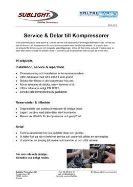 Service & Delar till Kompressorer