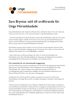 Sara Bryntse vald till ordförande för Unga Hörselskadade