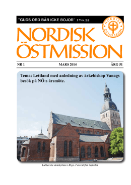 Tema: Lettland med anledning av ärkebiskop Vanags besök på NÖ