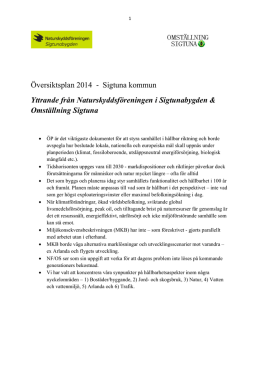 Översiktsplan 2014 - Sigtuna kommun Yttrande från