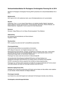 Styrelsens verksamhetsberättelse för 2014 som pdf-fil.