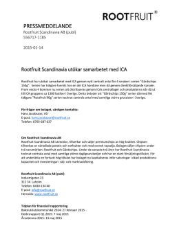Rootfruit Scandinavia utökar samarbetet med ICA