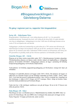 #Biogasutvecklingen i Gävleborg/Dalarna