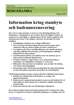 Info stambyte - Brf Bergshamra i Solna