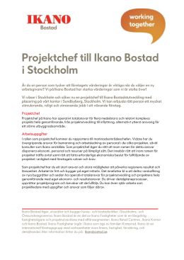Projektchef till Ikano Bostad i Stockholm