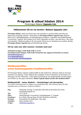 Föreningen Balans Uppsalas program HT2014