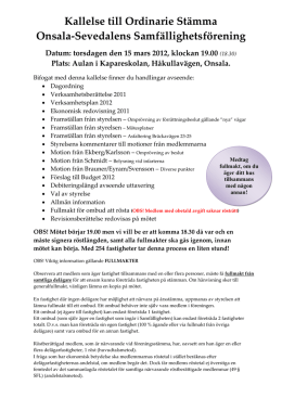 2012-02-20 Kallelse till ordinarie stämma 15/3-2012