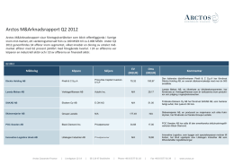 Arctos M&Arknadsrapport Q2, 2012