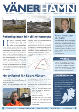 Vänerhamns nyhetsbrev nr 3 2012