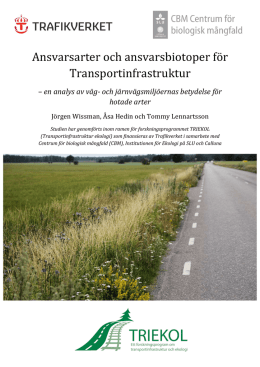 Ansvarsarter och ansvarsbiotoper för Transportinfrastruktur