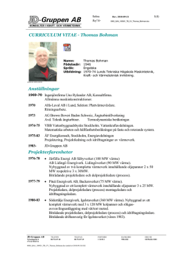 Thomas Bohman CV - pdf - JD