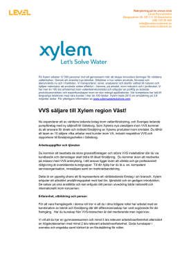 VVS säljare till Xylem region Väst! - VVS